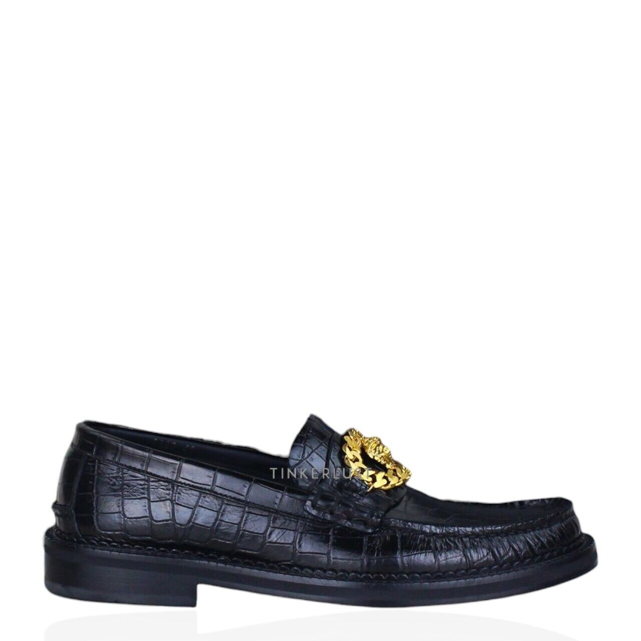 Versace Medusa Black Leather Loafers