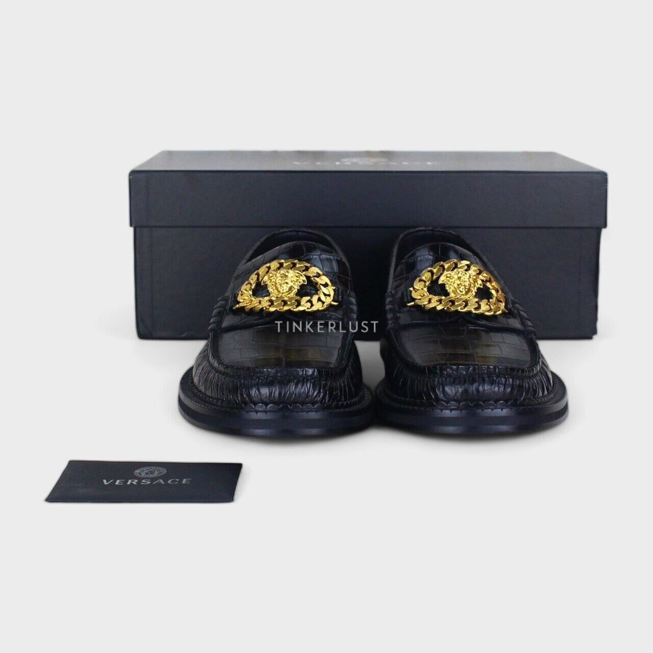 Versace Medusa Black Leather Loafers