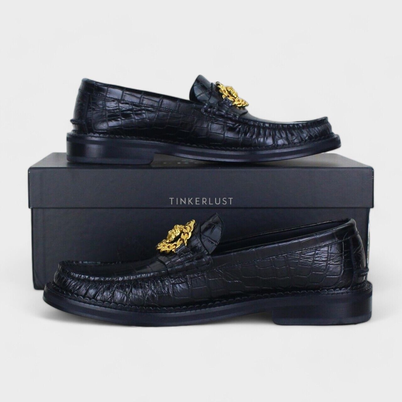 Versace Medusa Black Leather Loafers