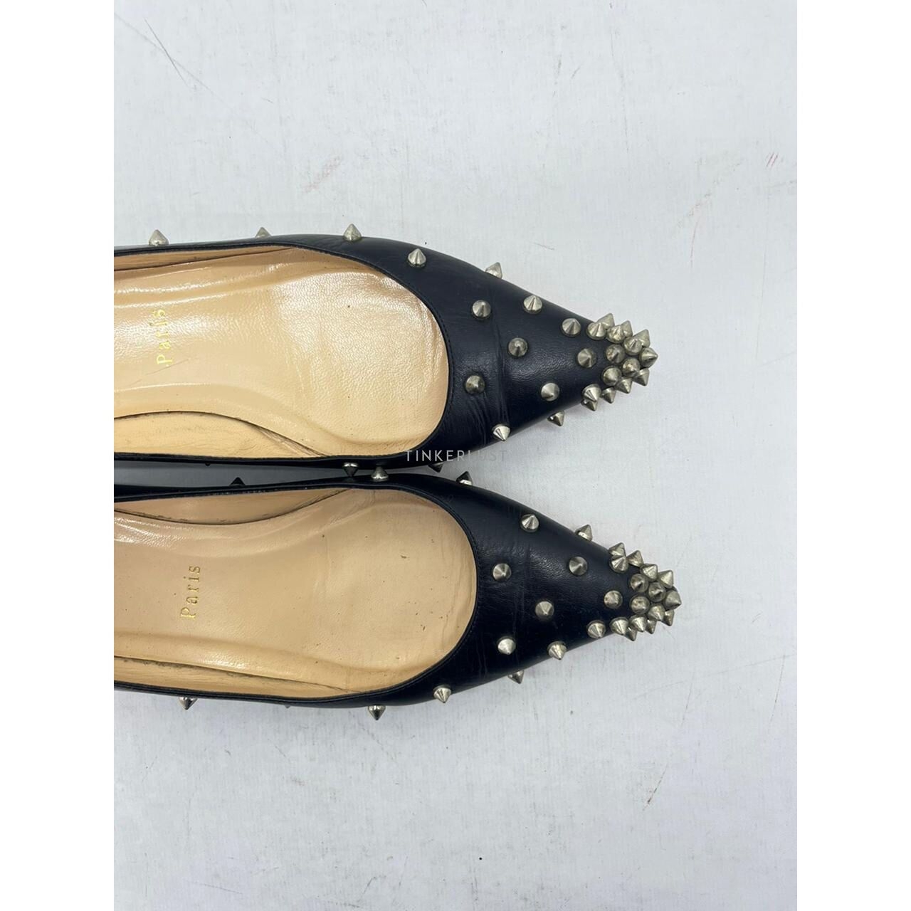 Christian Louboutin Spike Black Leather Flats