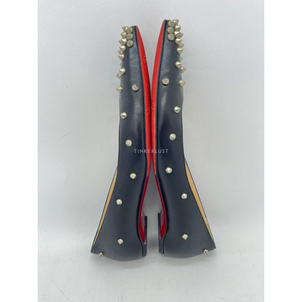 Christian Louboutin Spike Black Leather Flats