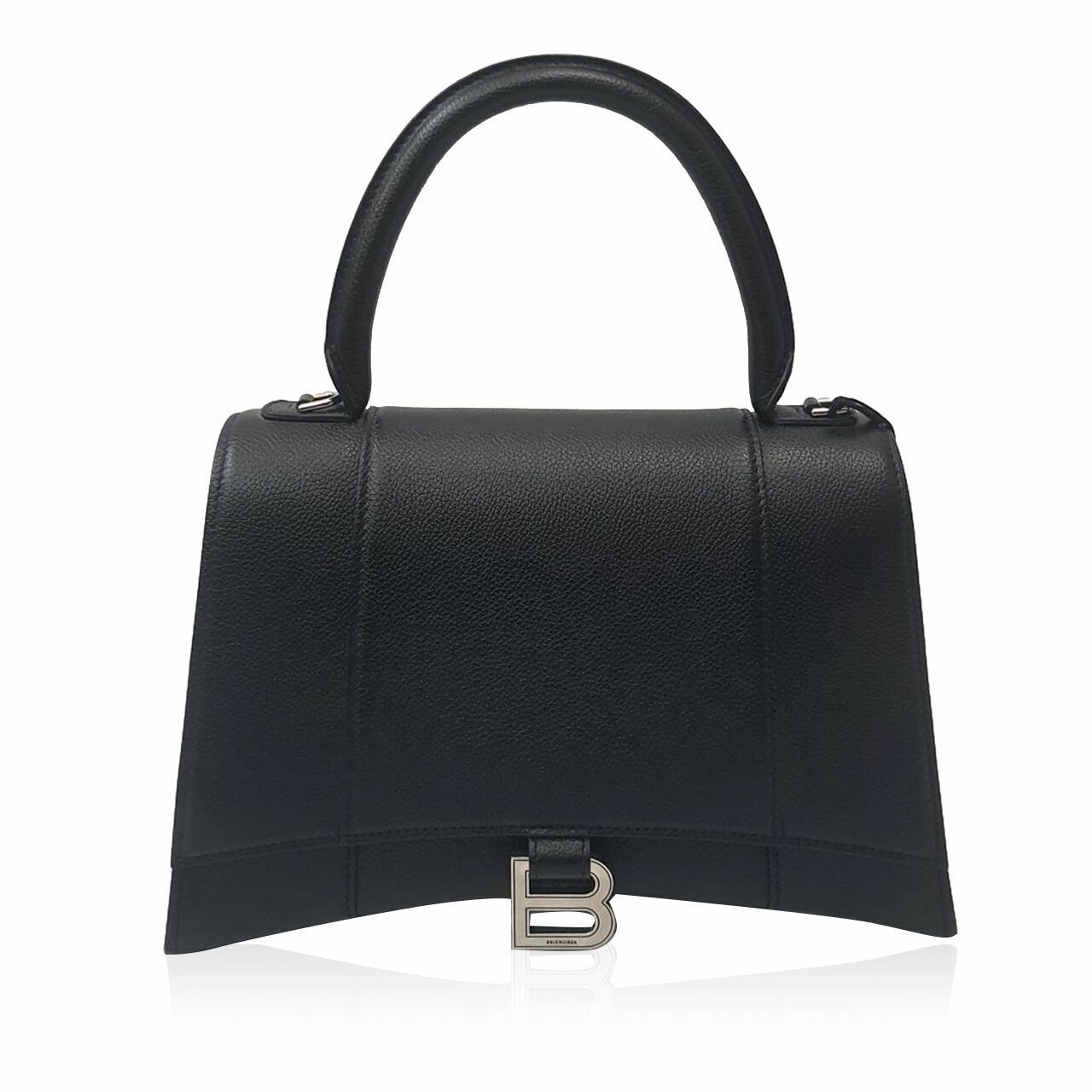 Balenciaga Hourglass Grained Black Medium SHW Satchel