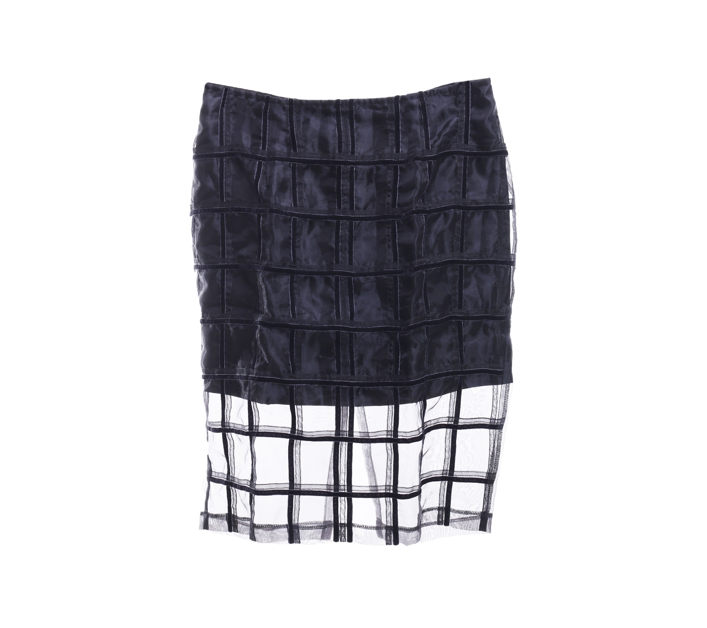 Day and Night Black Transparant Line Midi Skirt