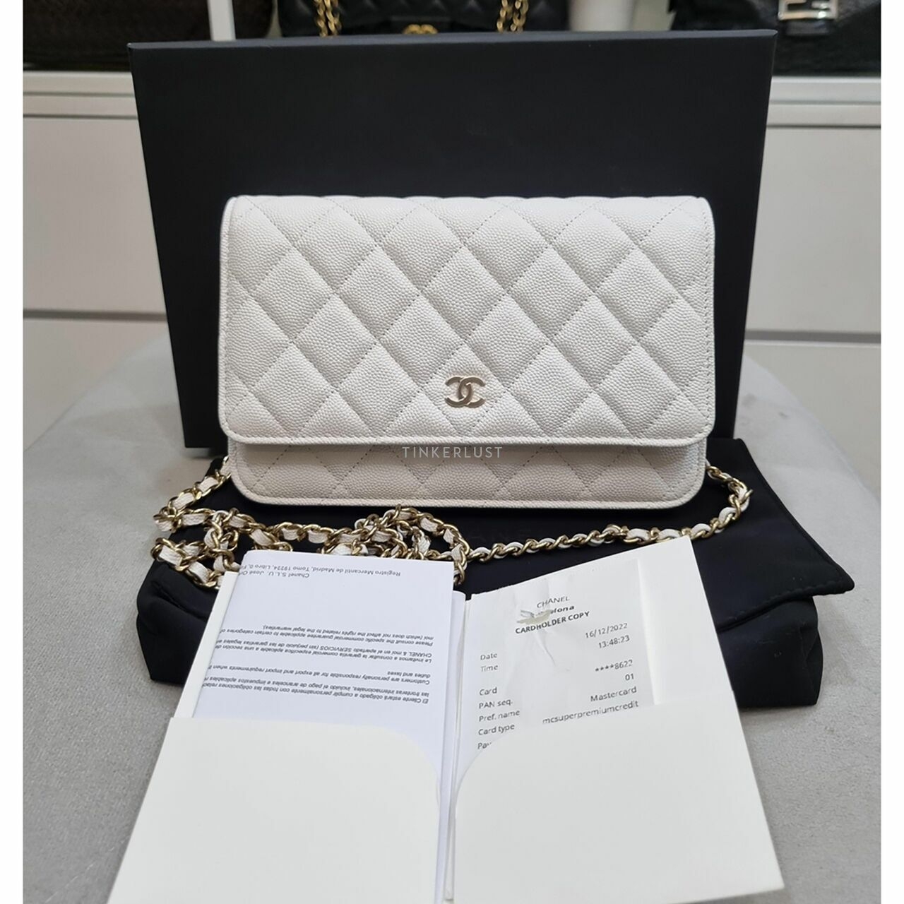 Chanel WOC White Caviar 2022 Chip LGHW Sling Bag