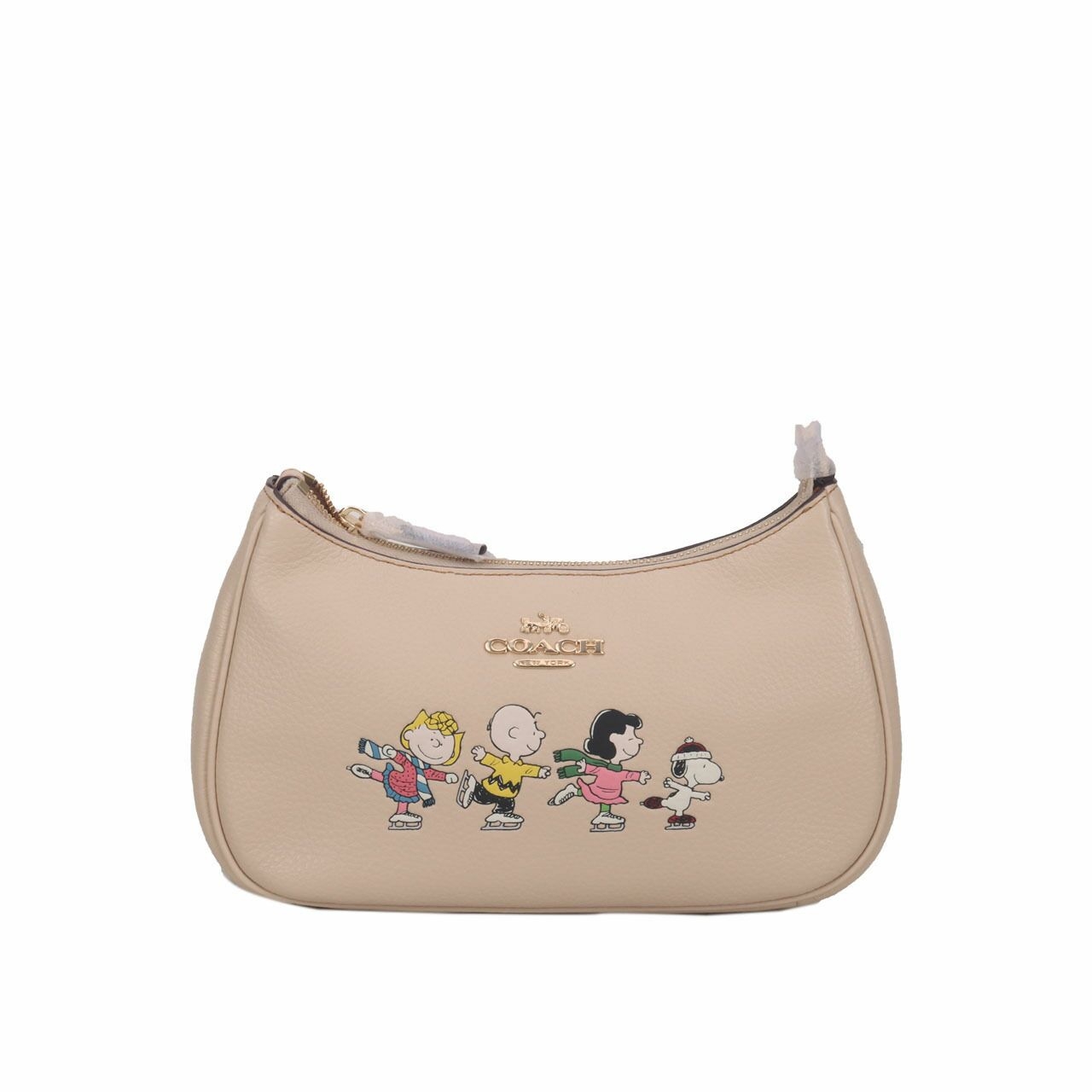 Coach X Peanuts CE861 Snoopy Friends Teri Leather Shoulder Bag Ivory Multi	