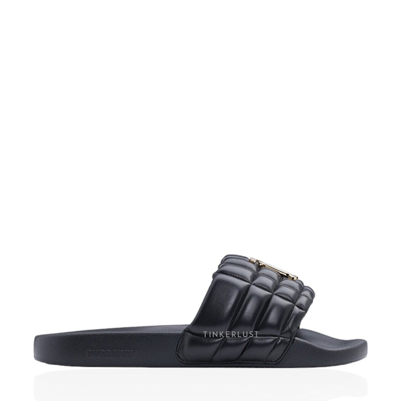 Burberry Men Monogram Motif Quilted Lambskin in Black Slide Sandals