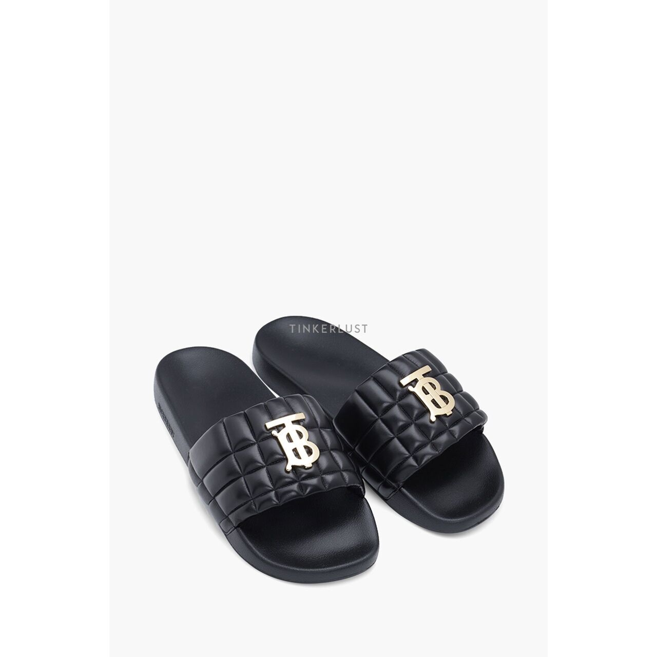 Burberry Men Monogram Motif Quilted Lambskin in Black Slide Sandals