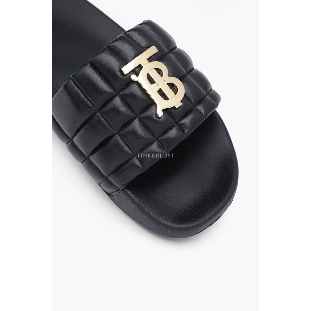 Burberry Men Monogram Motif Quilted Lambskin in Black Slide Sandals