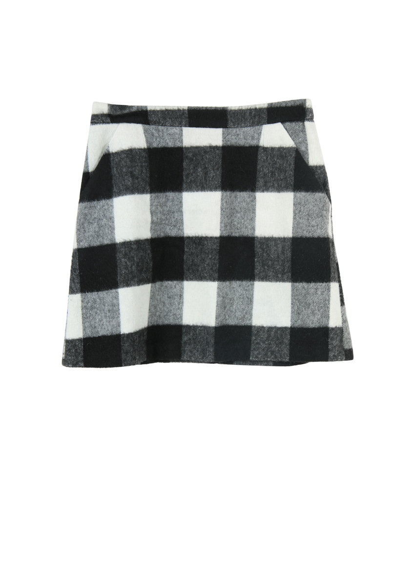 Topshop Grey And White Plaid Skirt