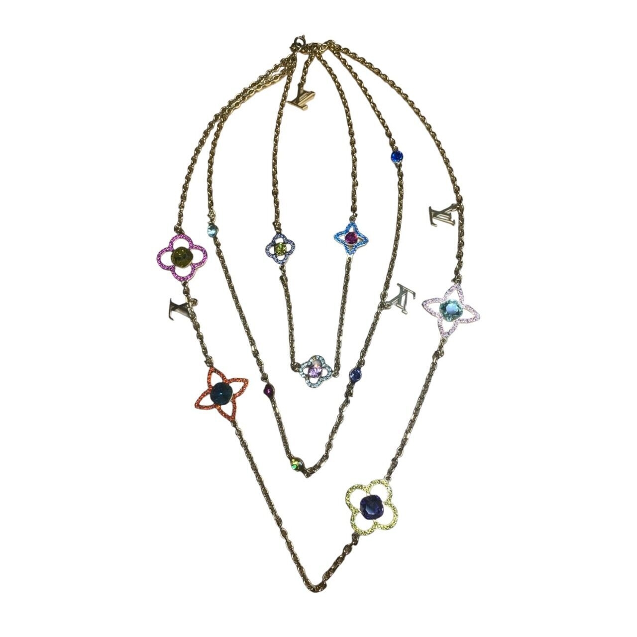 Louis Vuitton Eye Candy Swarovski Crystal Gold Necklace