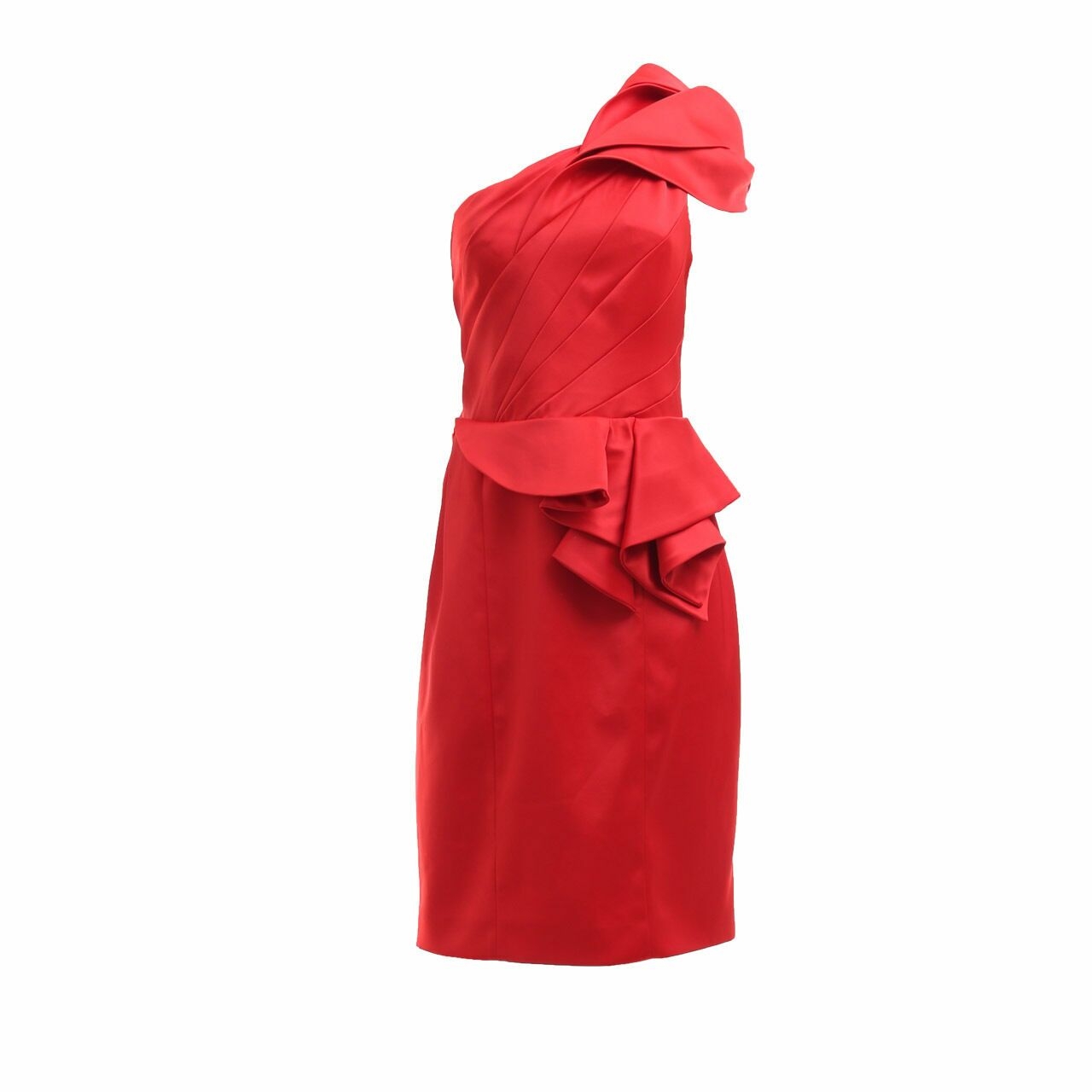 Karen Millen Red One Shoulder Midi Dress