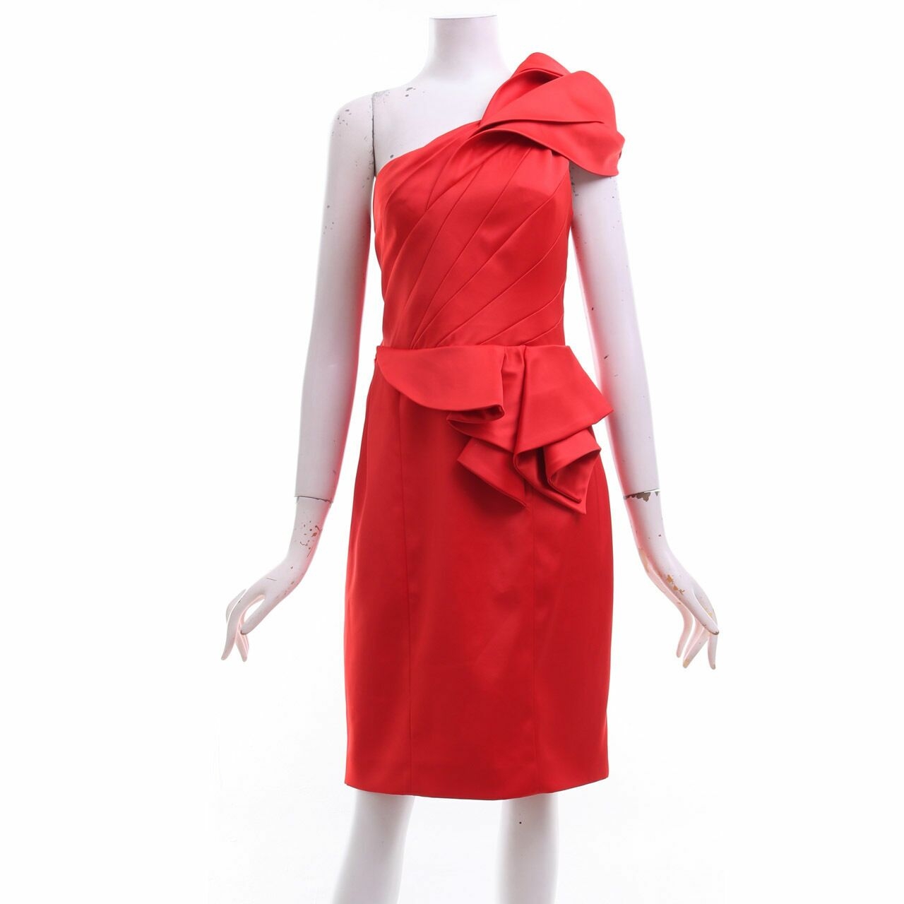 Karen Millen Red One Shoulder Midi Dress