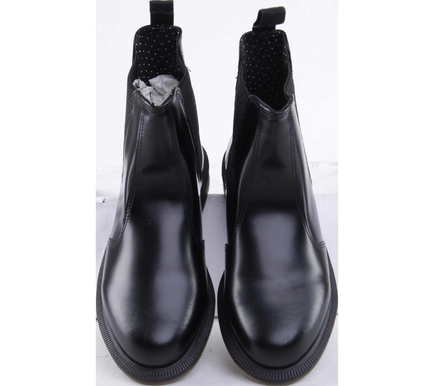 Dr.MArtens Black Flora Polished Smooth Booth