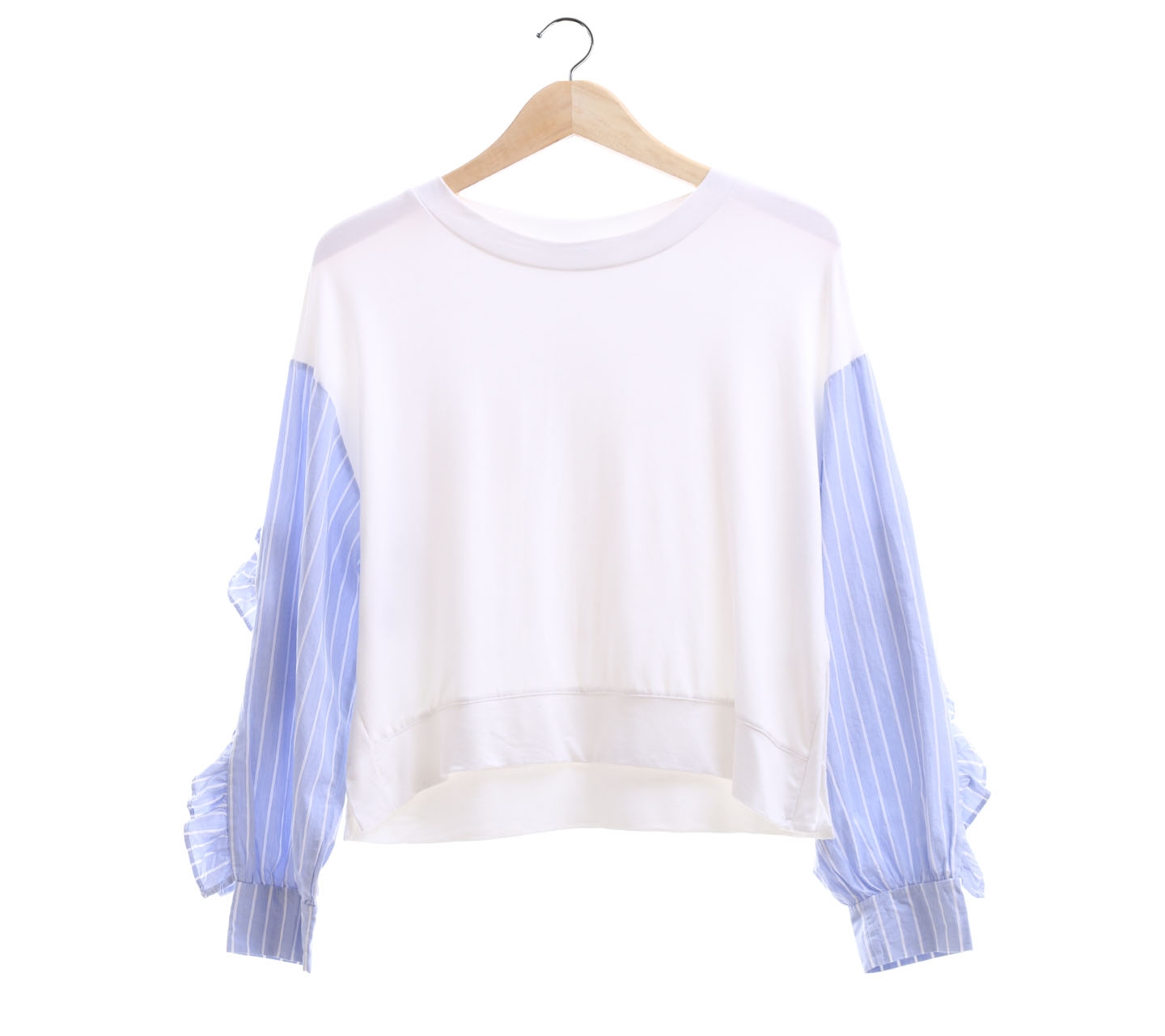 Zara White & Blue Sleep Striped Blouse