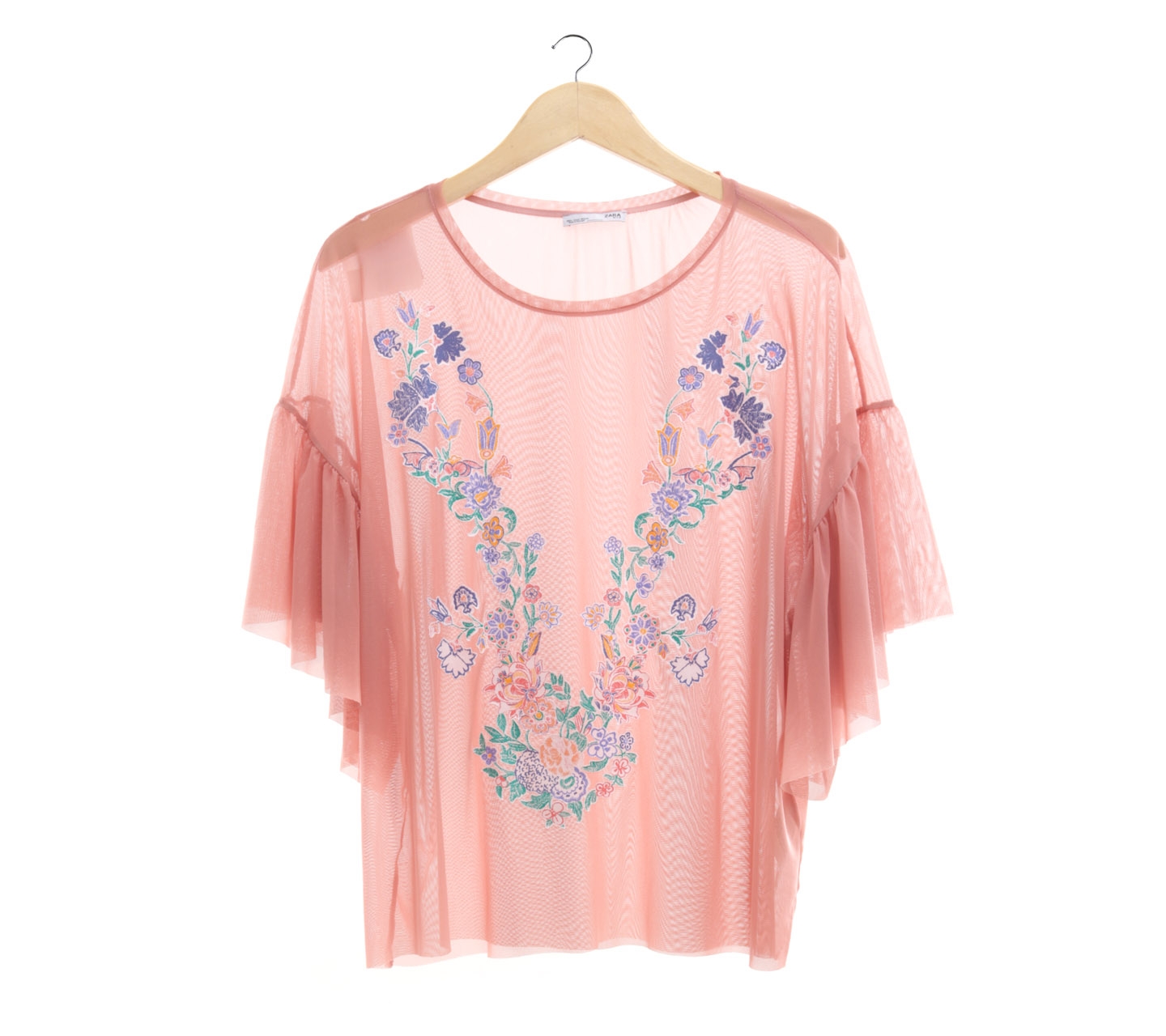 Zara Dusty Pink Sheer Blouse