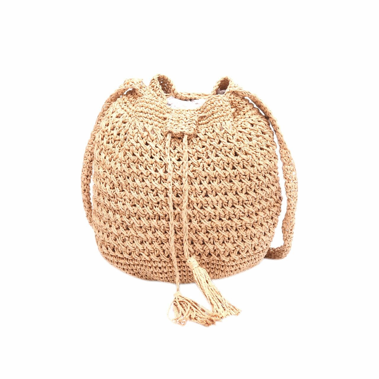 H&M Brown Paper Yarn Sling Bag