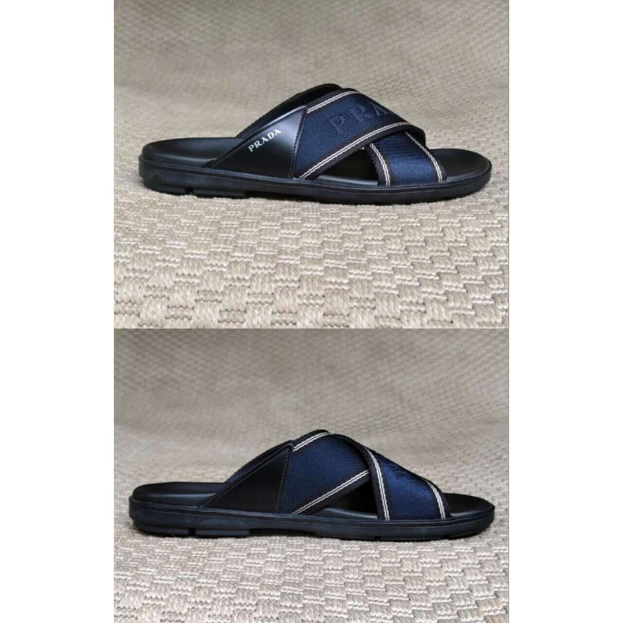 Prada Black & Blue Metallic Sandals