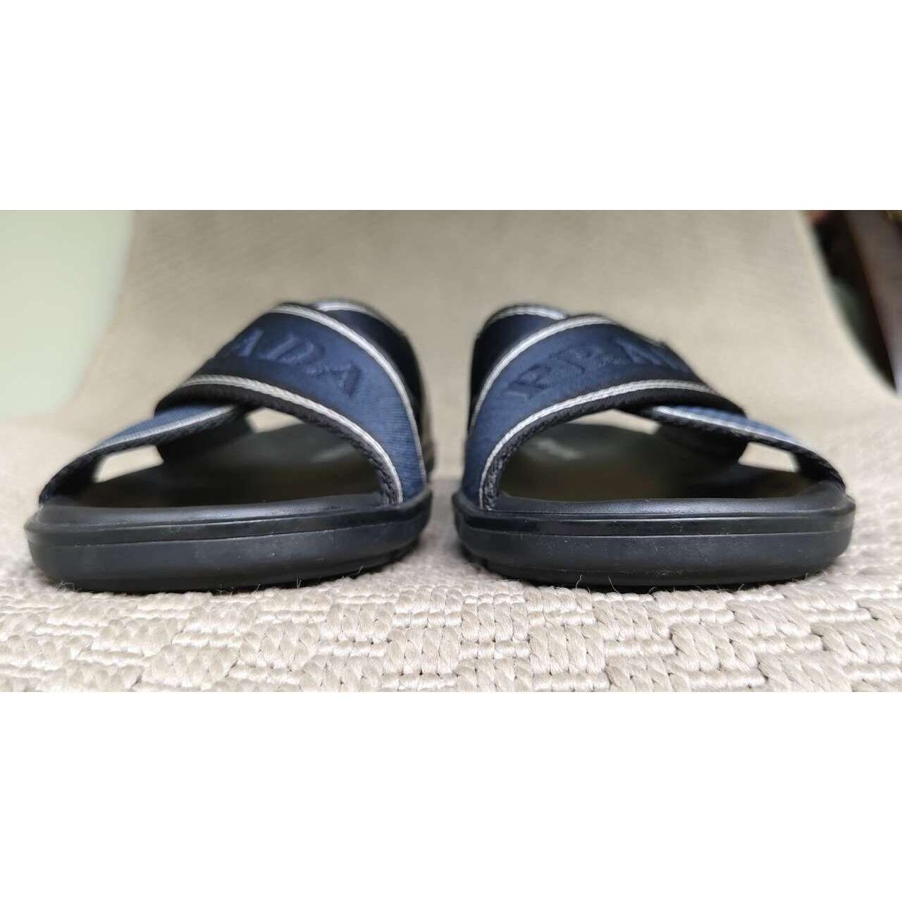 Prada Black & Blue Metallic Sandals