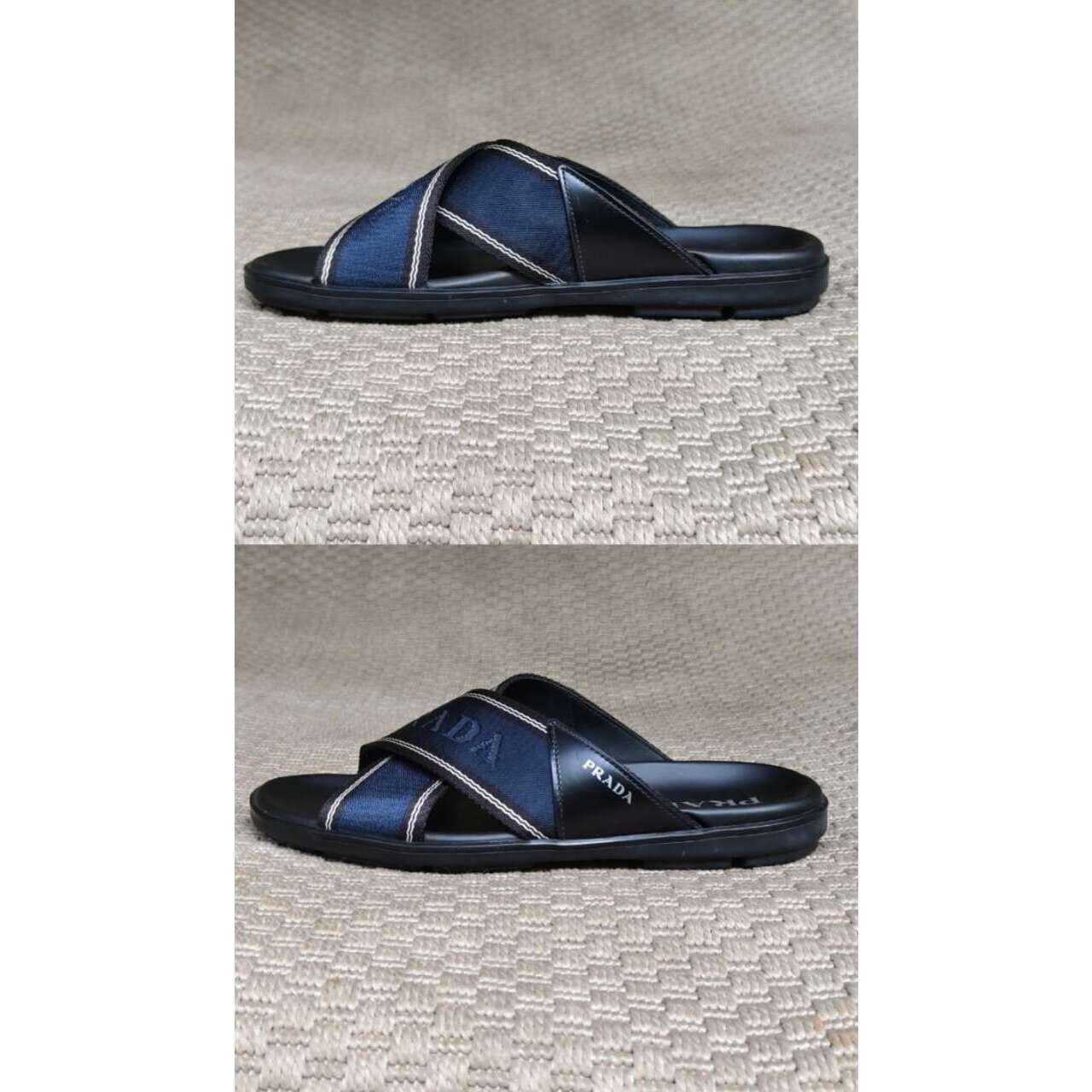 Prada Black & Blue Metallic Sandals