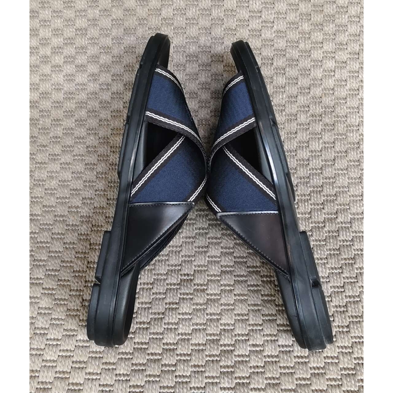 Prada Black & Blue Metallic Sandals