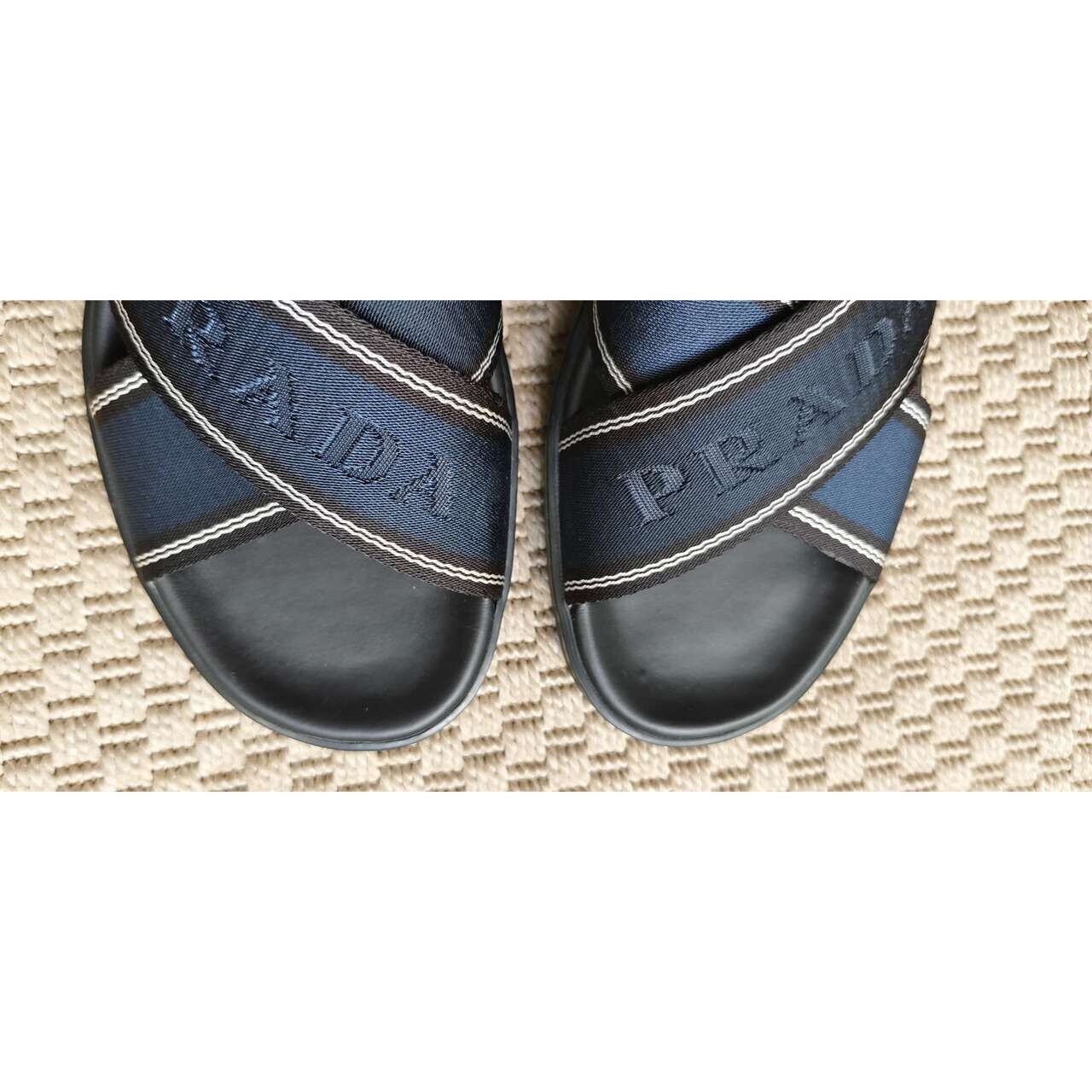 Prada Black & Blue Metallic Sandals