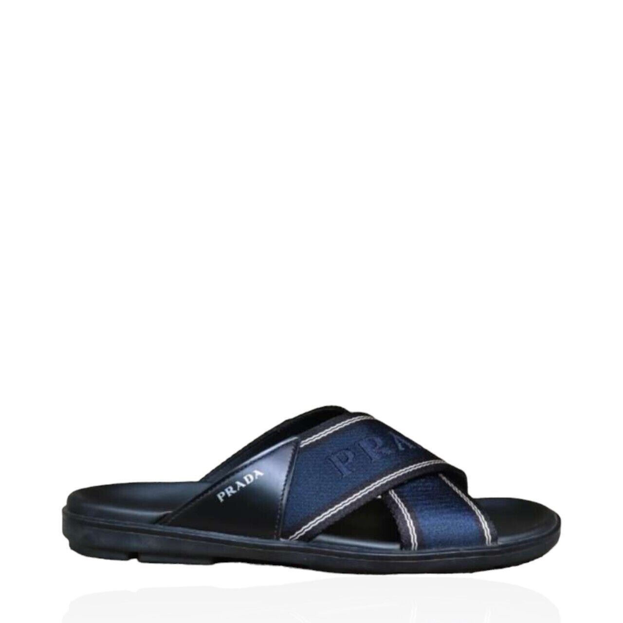 Prada Black & Blue Metallic Sandals