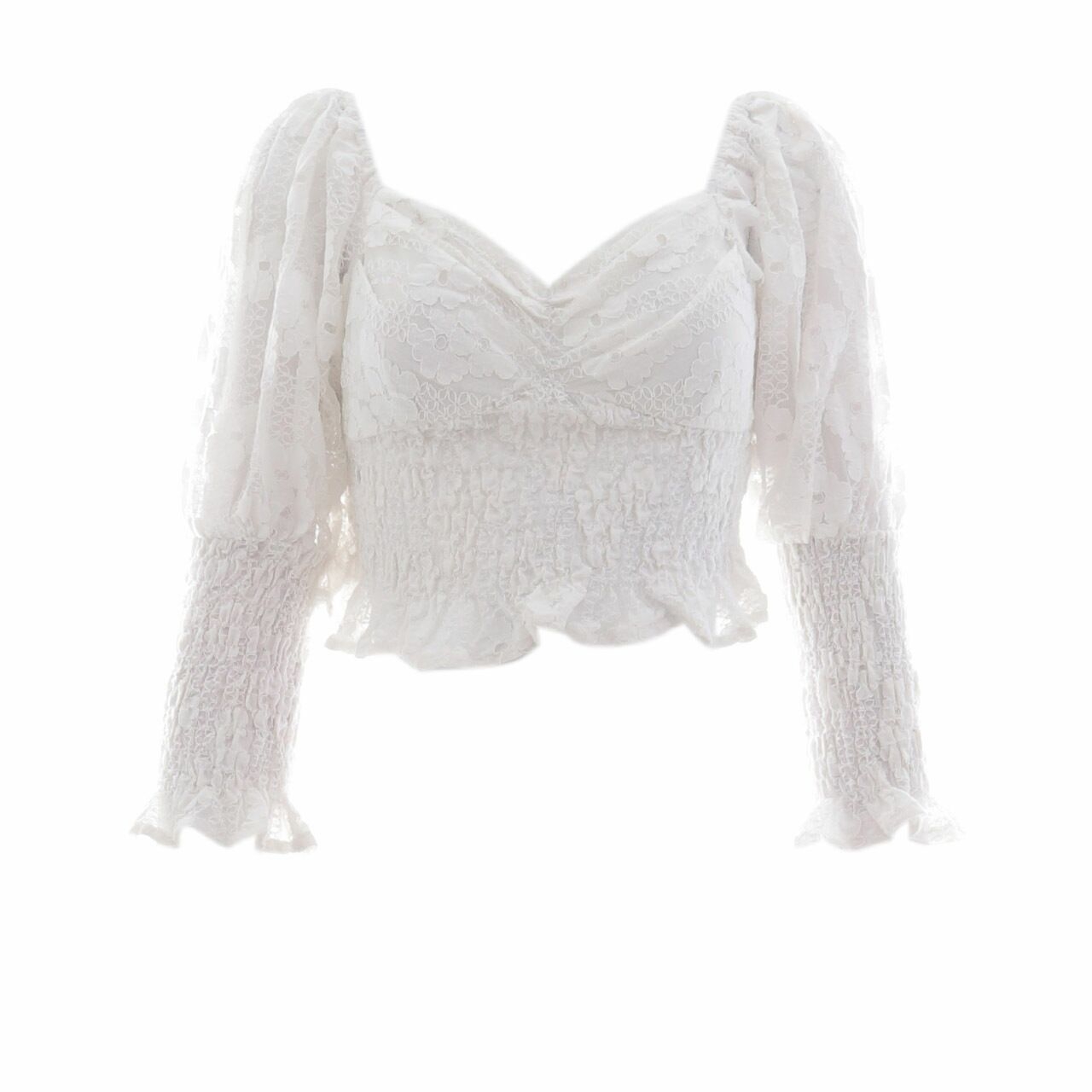 Pomelo. White Lace Bardot Blouse