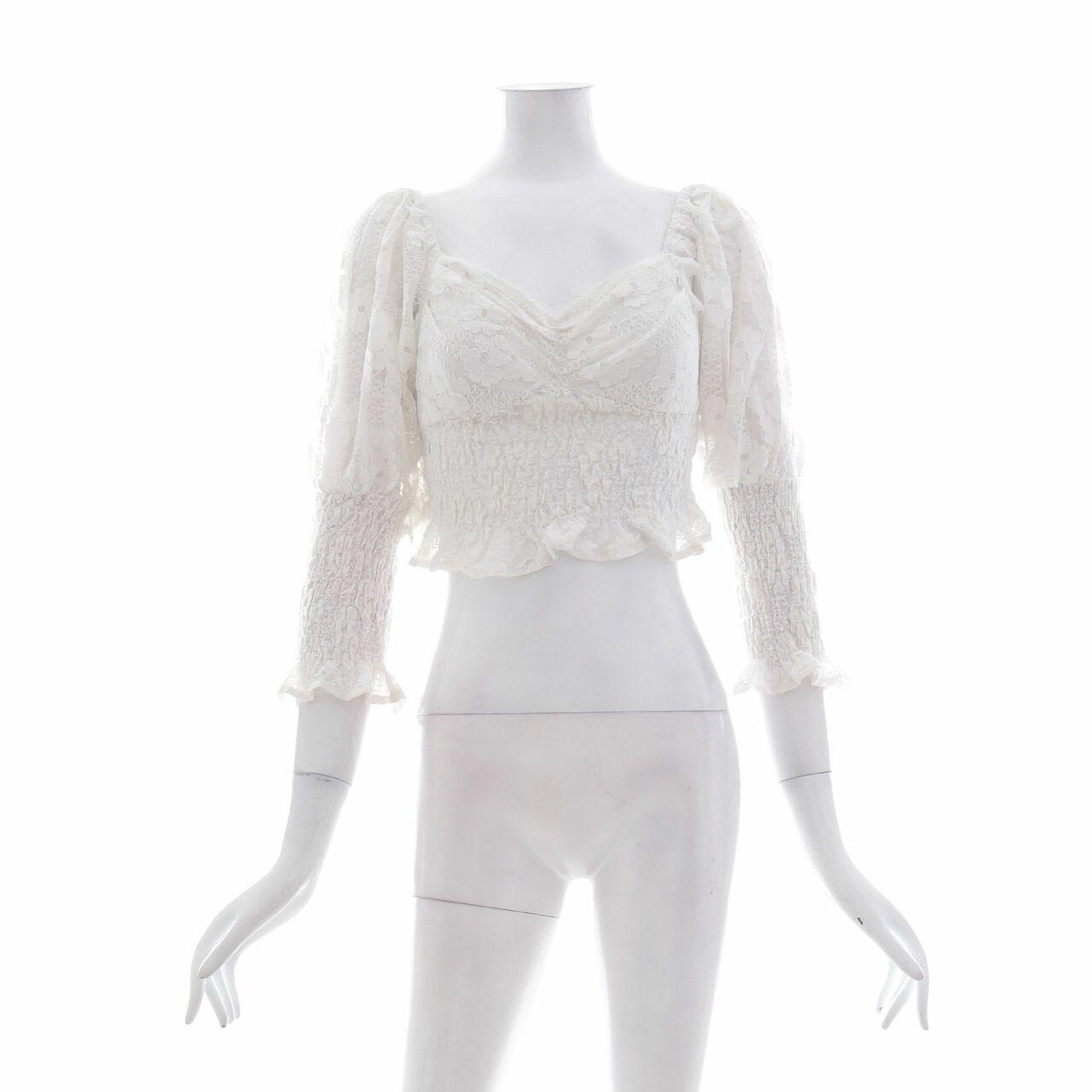 Pomelo. White Lace Bardot Blouse