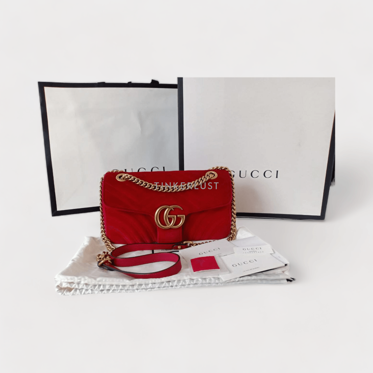 Gucci Marmont Velvet Red GHW 2018