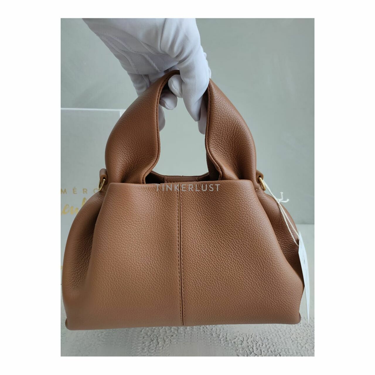 POLENE Mini Neuf Grain Camel Satchel