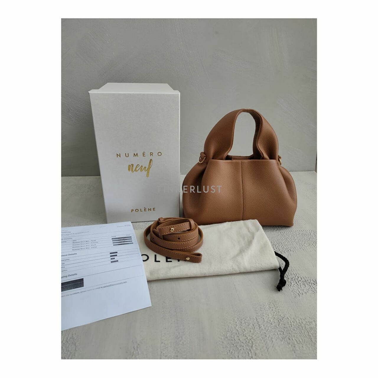 POLENE Mini Neuf Grain Camel Satchel