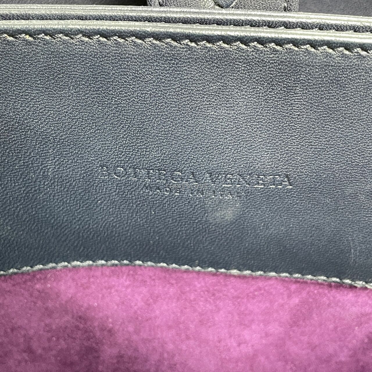 Bottega Veneta Navy Blue Intrecciato Leather Medium Roma Tote