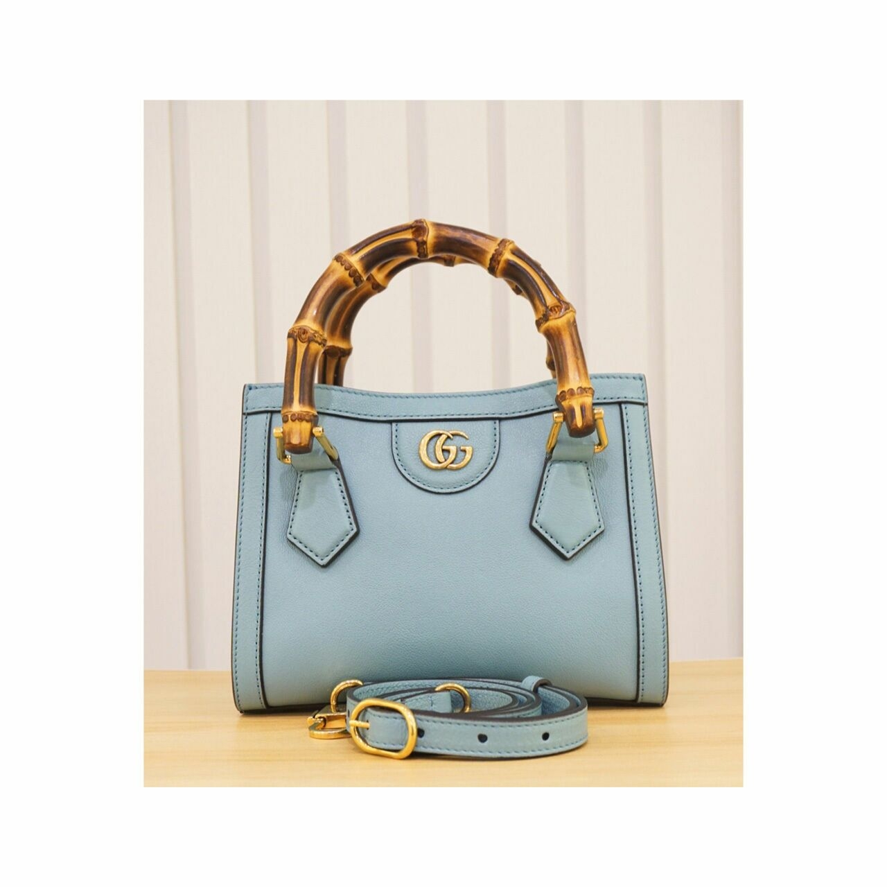 Gucci Diana Mini Tote Bag in Light Blue with Bamboo Handle Satchel