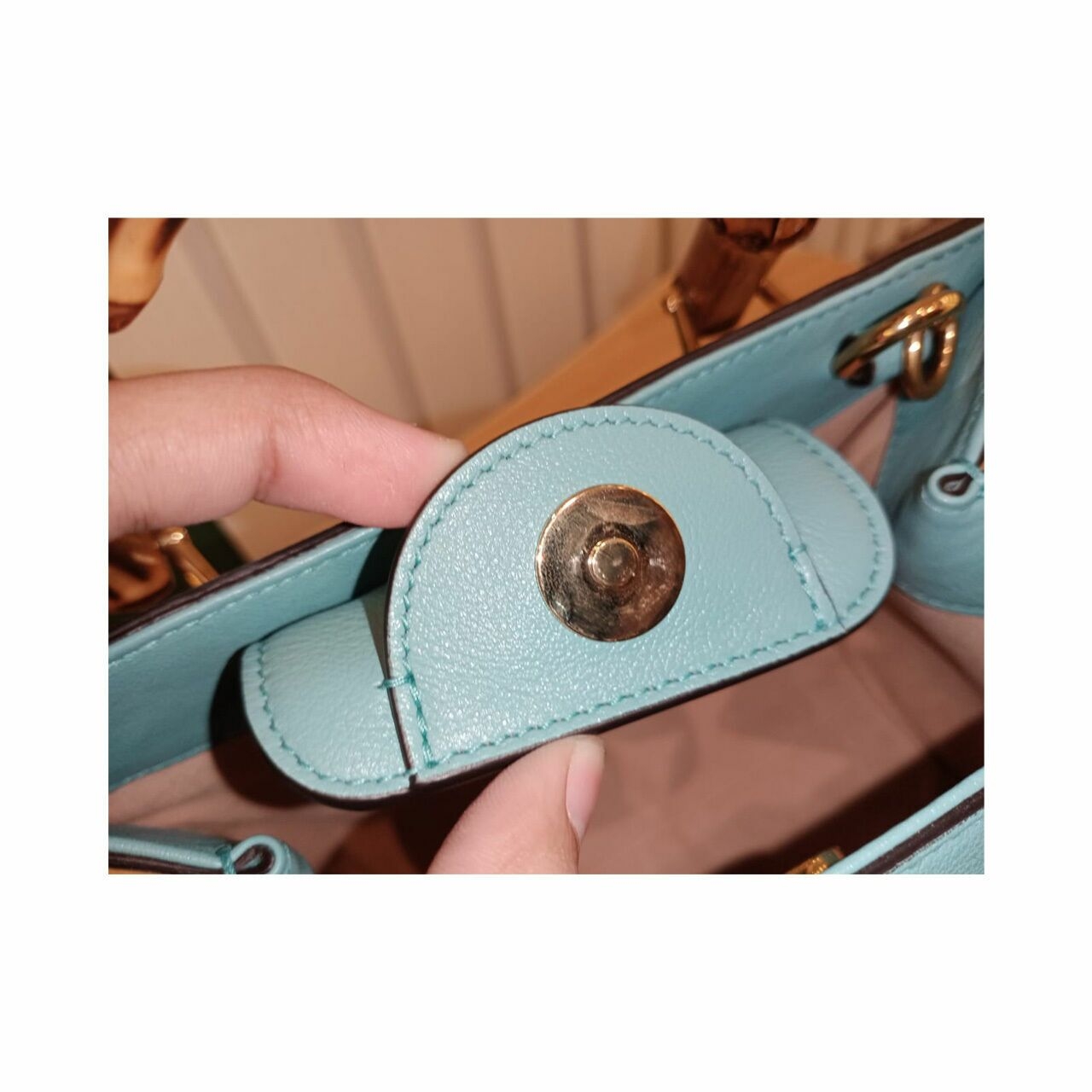 Gucci Diana Mini Tote Bag in Light Blue with Bamboo Handle Satchel