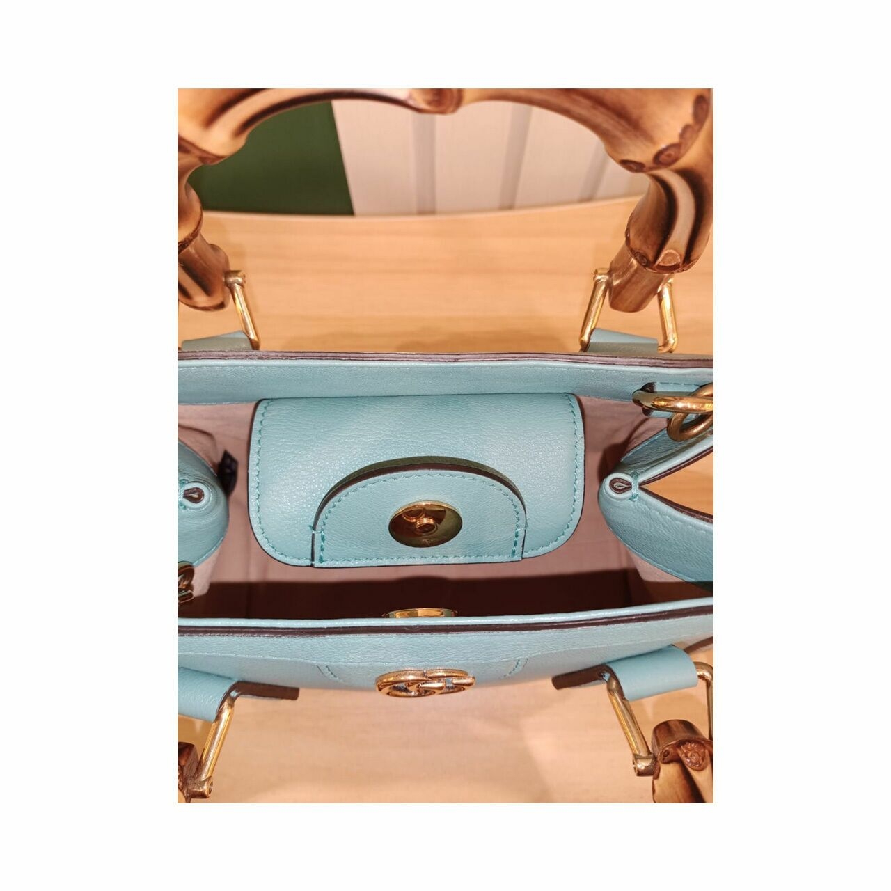 Gucci Diana Mini Tote Bag in Light Blue with Bamboo Handle Satchel