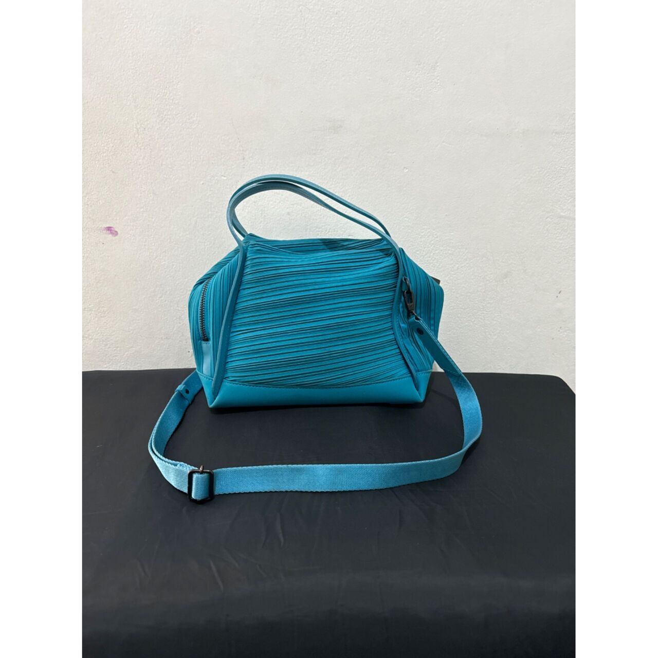 Pleats Please Blue Green Sling Bag