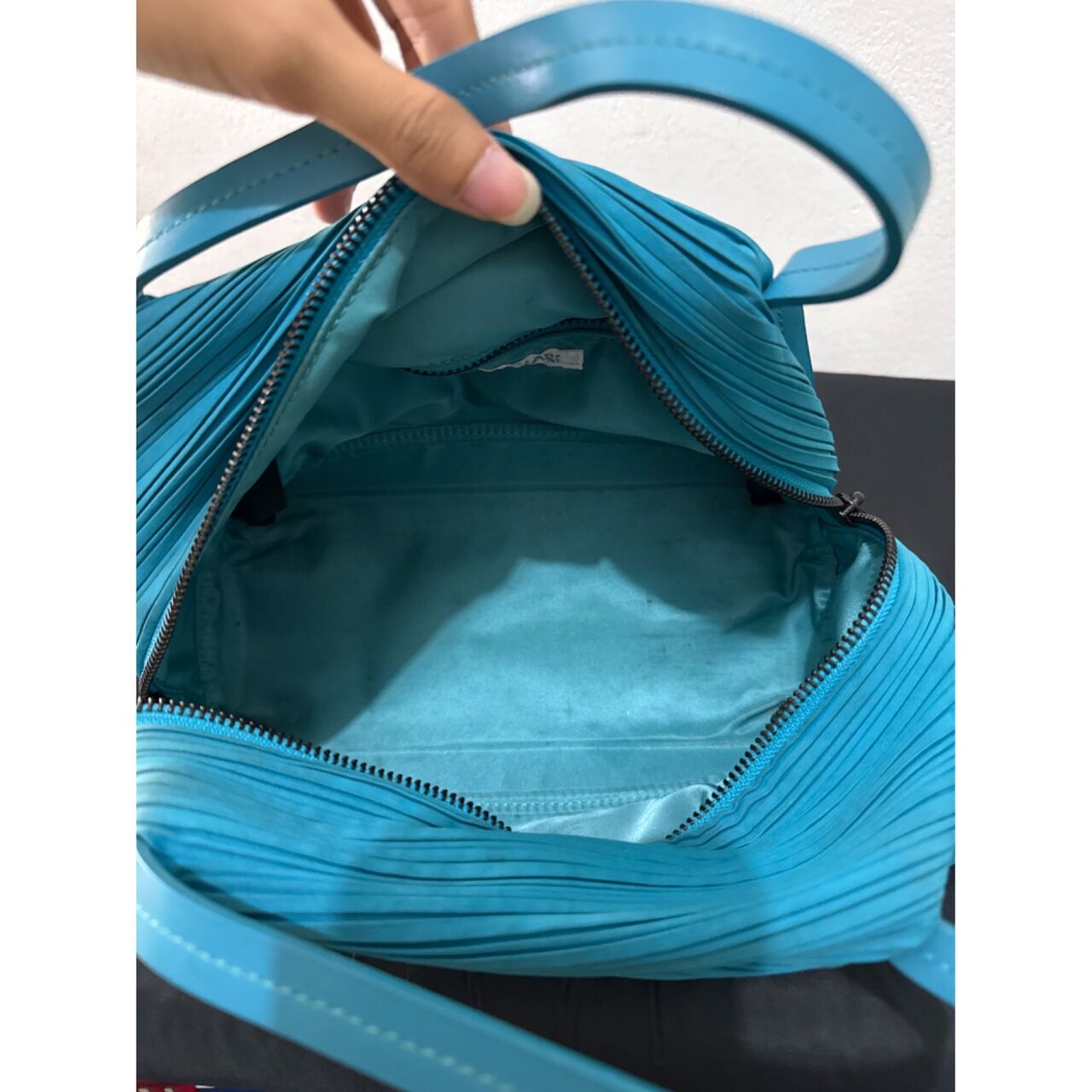 Pleats Please Blue Green Sling Bag