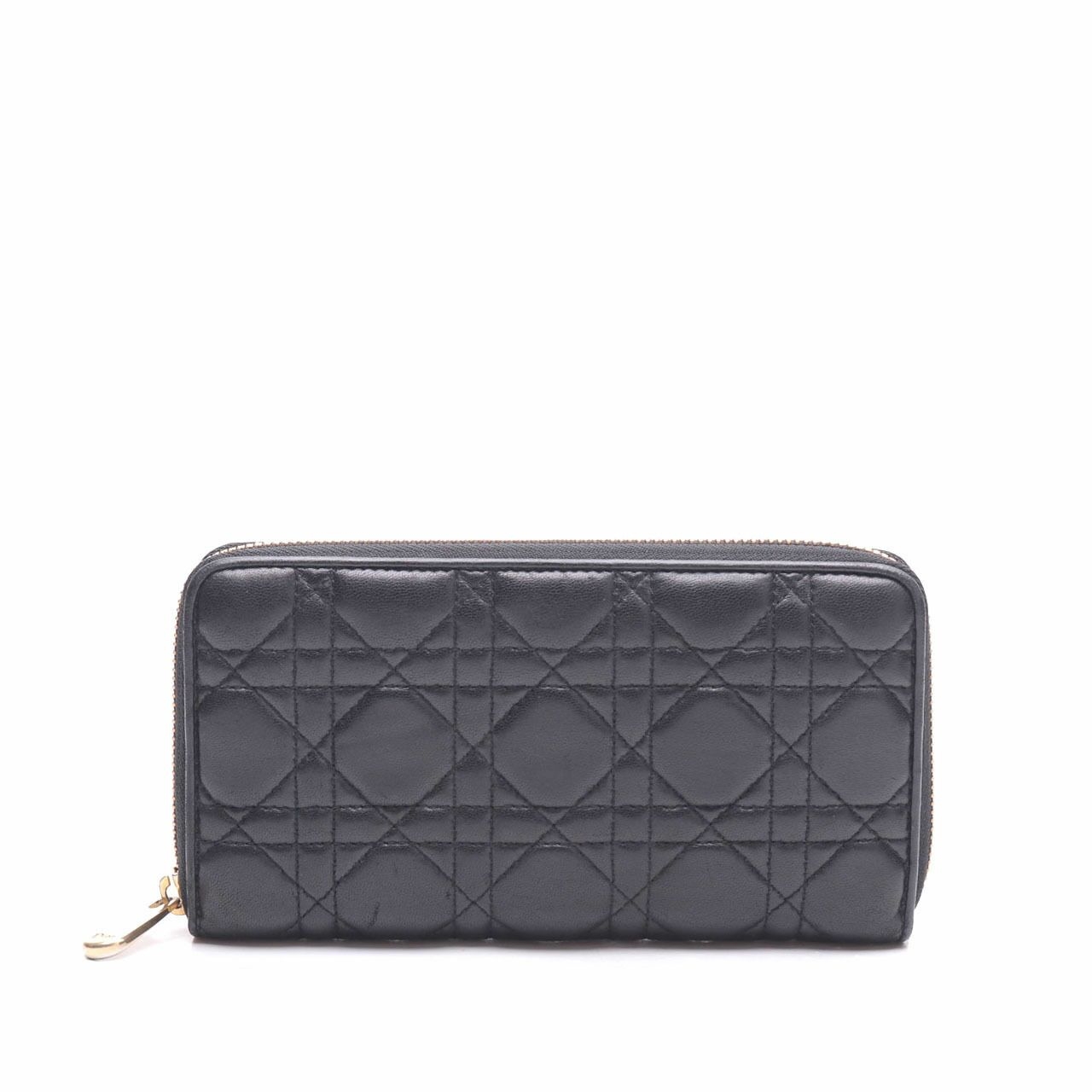 Christian Dior Quilted Zip Around Black Long Wallet