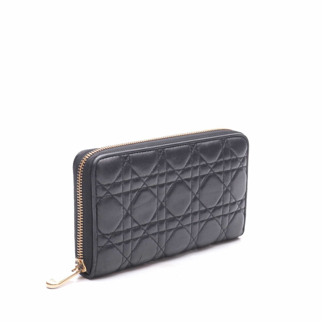 Christian Dior Quilted Zip Around Black Long Wallet