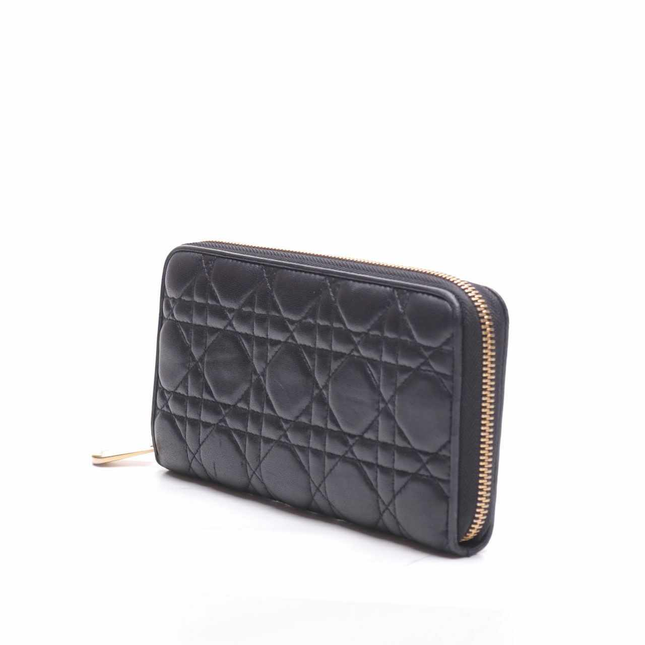 Christian Dior Quilted Zip Around Black Long Wallet