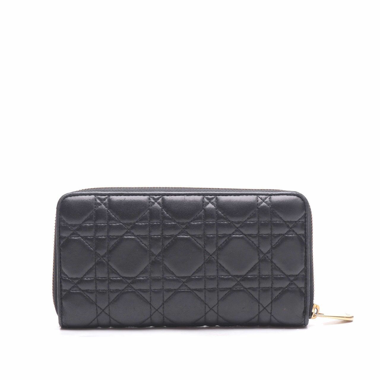 Christian Dior Quilted Zip Around Black Long Wallet