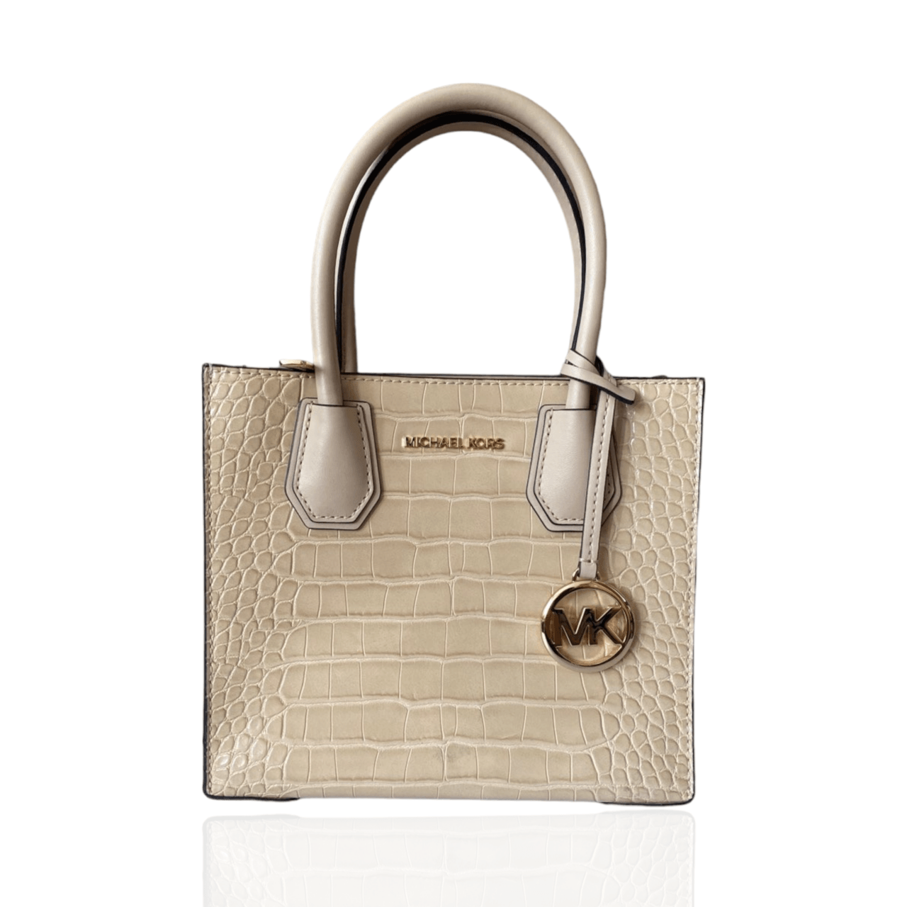 Michael Kors Beige Mercer Medium Croco Handbag