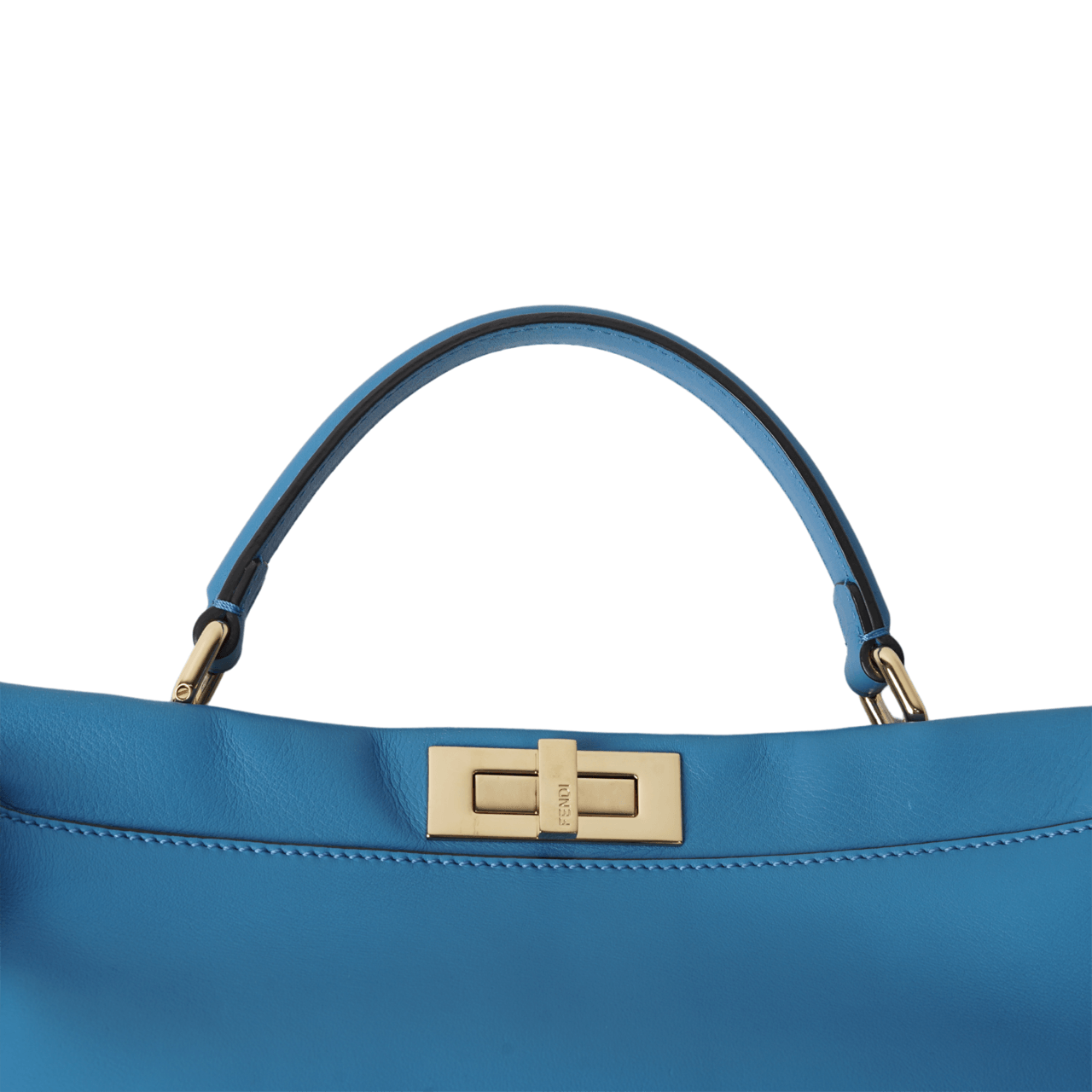 Fendi Blue Selleria Leather Large Peekaboo Top Handle Satchel Bag