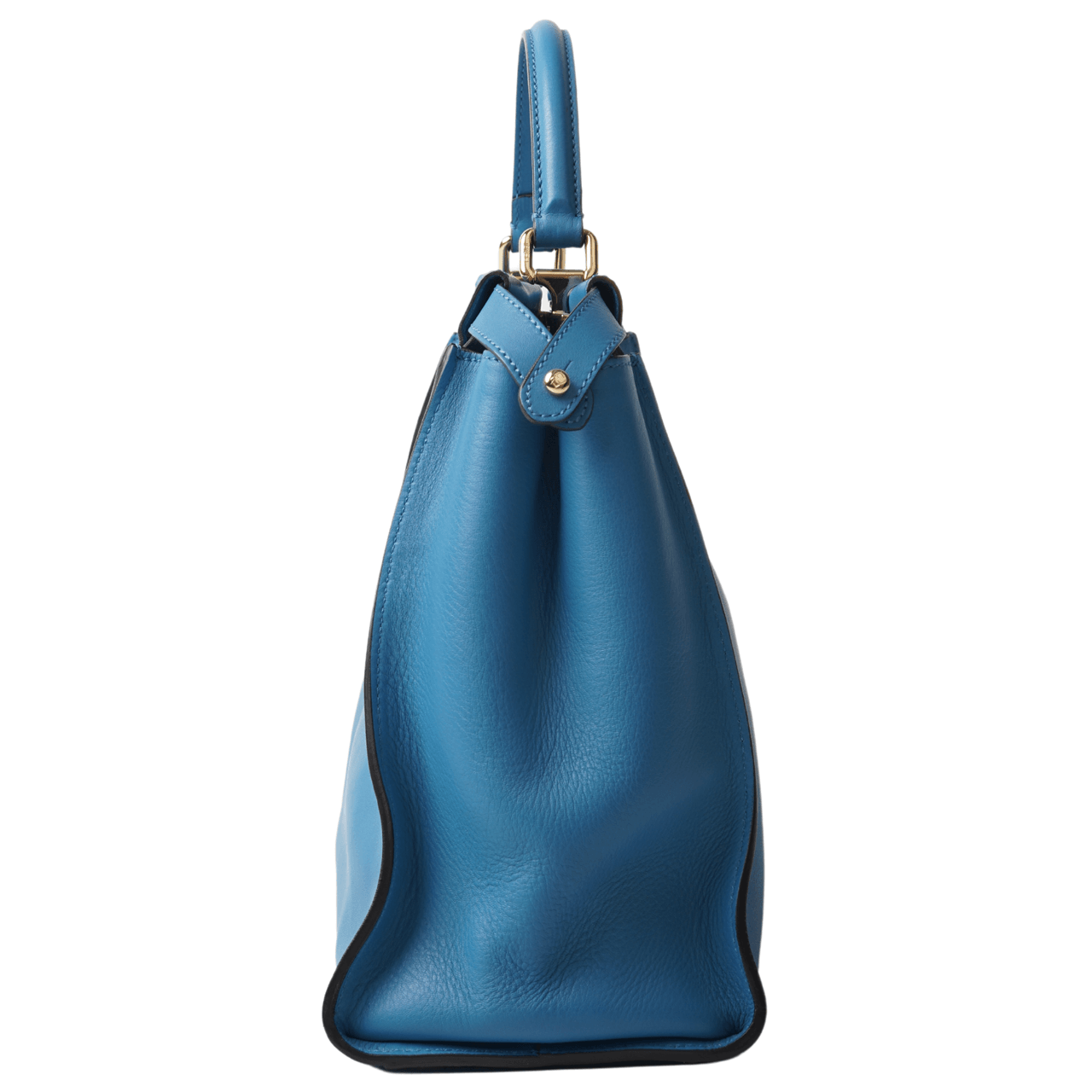 Fendi Blue Selleria Leather Large Peekaboo Top Handle Satchel Bag