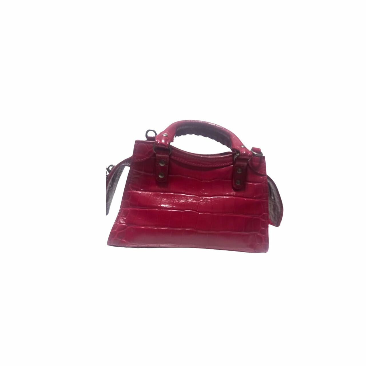 Balenciaga Neo Mini Croco Embossed Red SHW Satchel