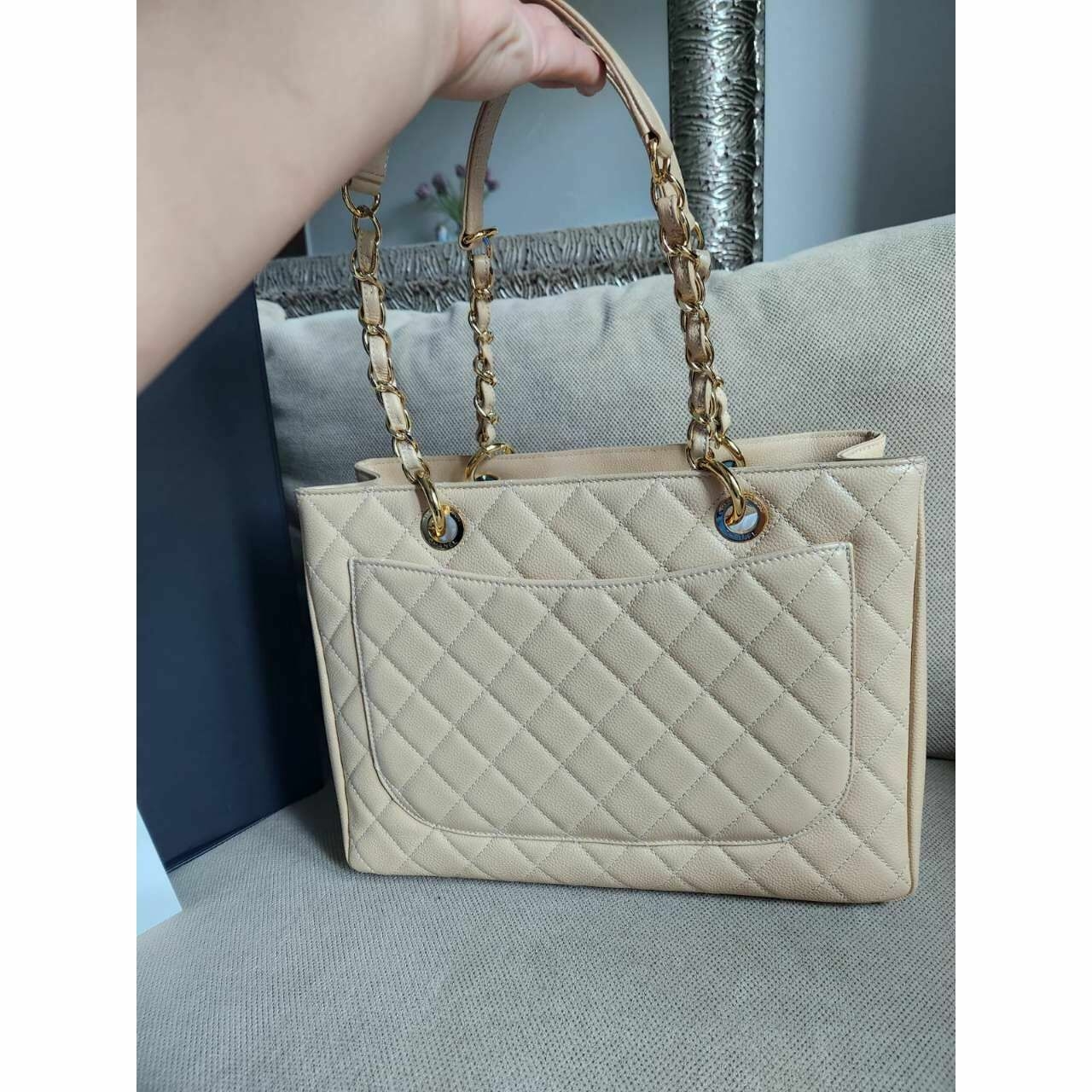 Chanel Grand Shopping Tote GST Beige Caviar GHW Handbag