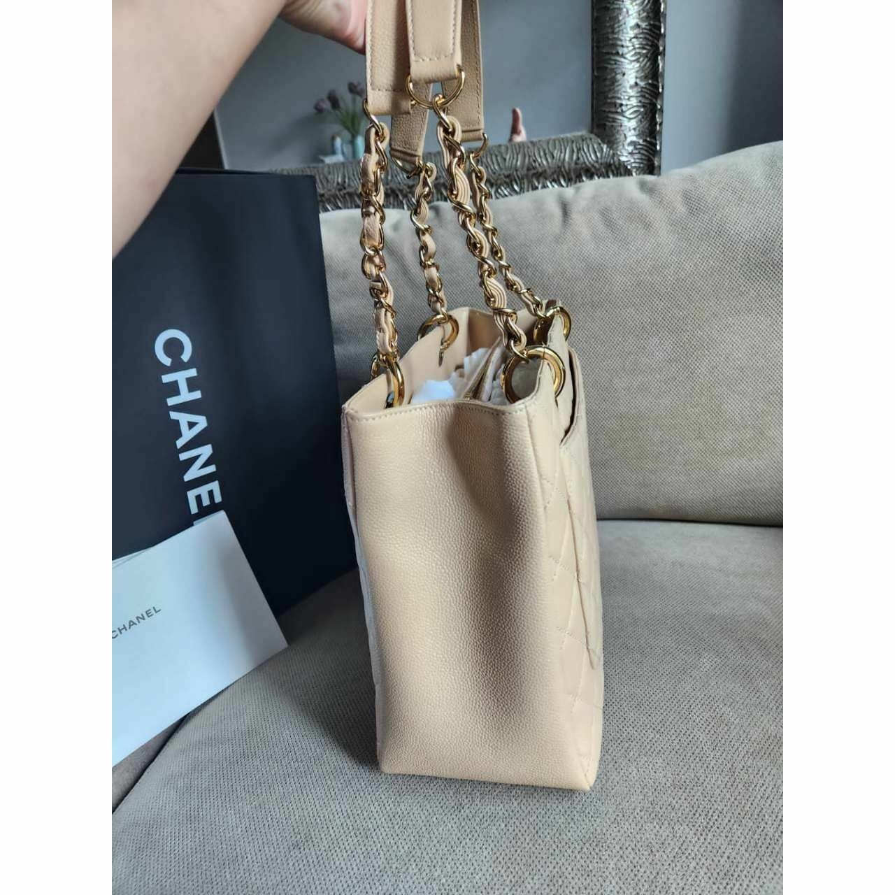 Chanel Grand Shopping Tote GST Beige Caviar GHW Handbag