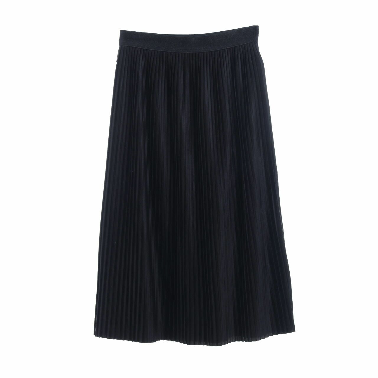 Pull & Bear Black Pleats Midi Skirt