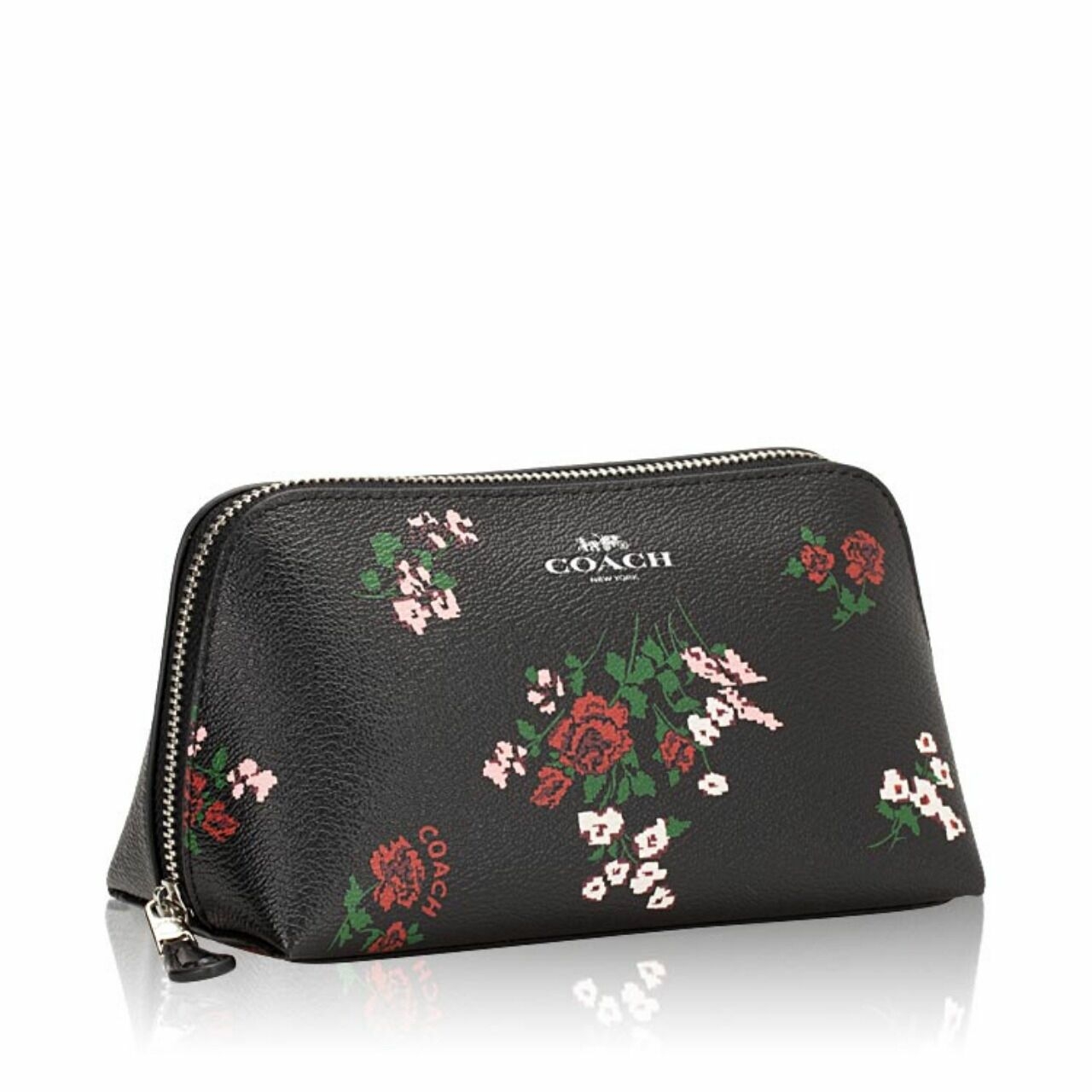 Coach F26226 Floral Cross Stitch Cosmetic Case Black Multi