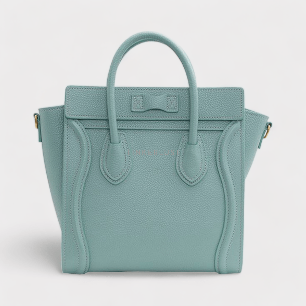 Celine Nano Luggage Bag in Ice Mint Drummed Leather Satchel